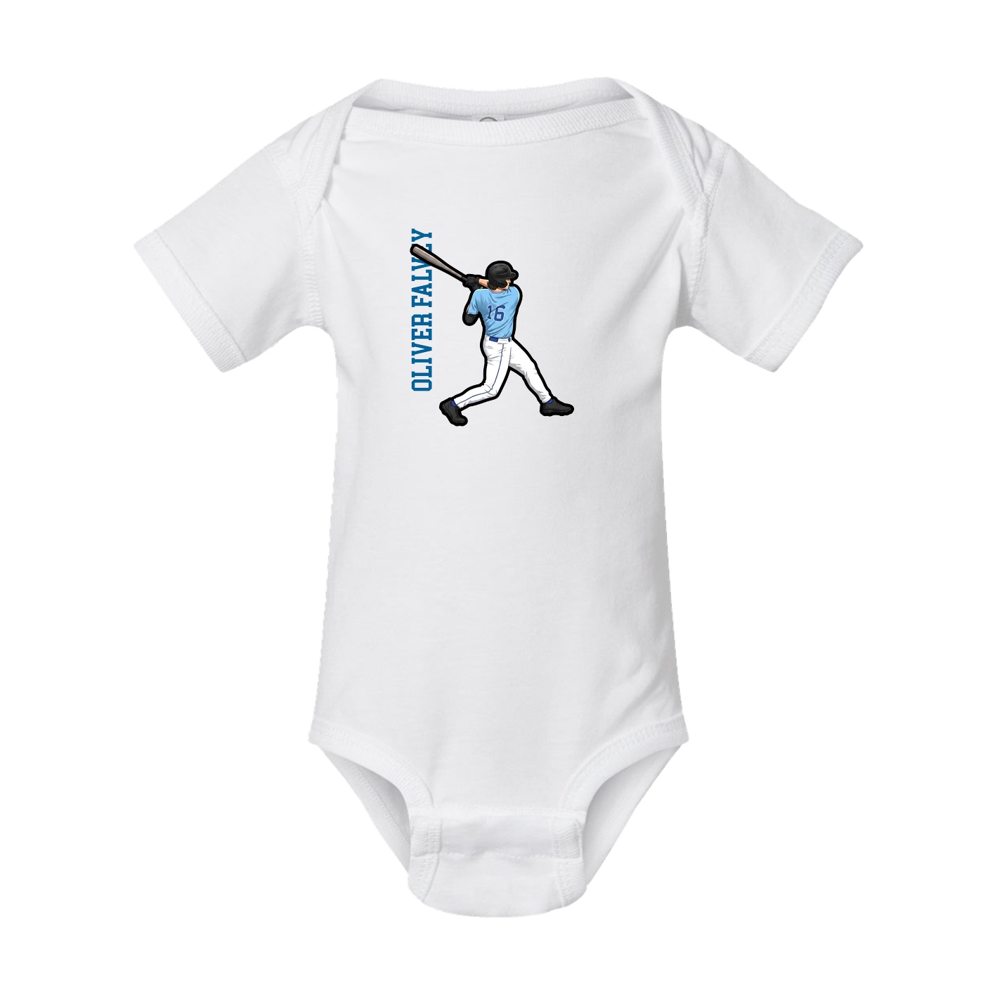 Baby Onesie — Name Vertical in White
