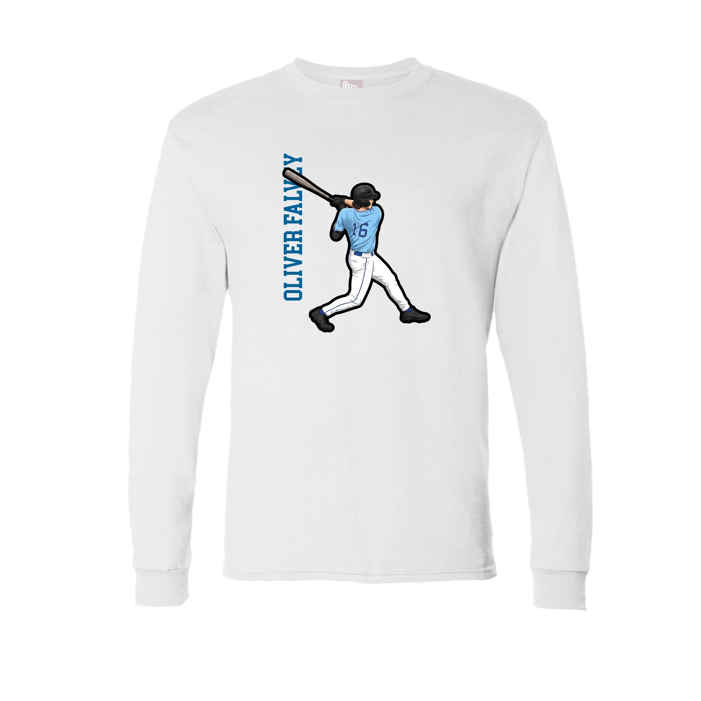 Long Sleeve Tee — Name Vertical in White