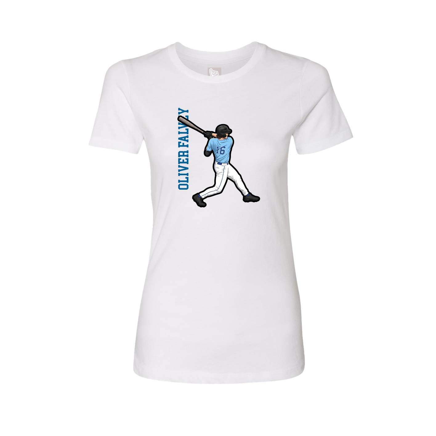 Fitted Women's Tee — Name Vertical in White