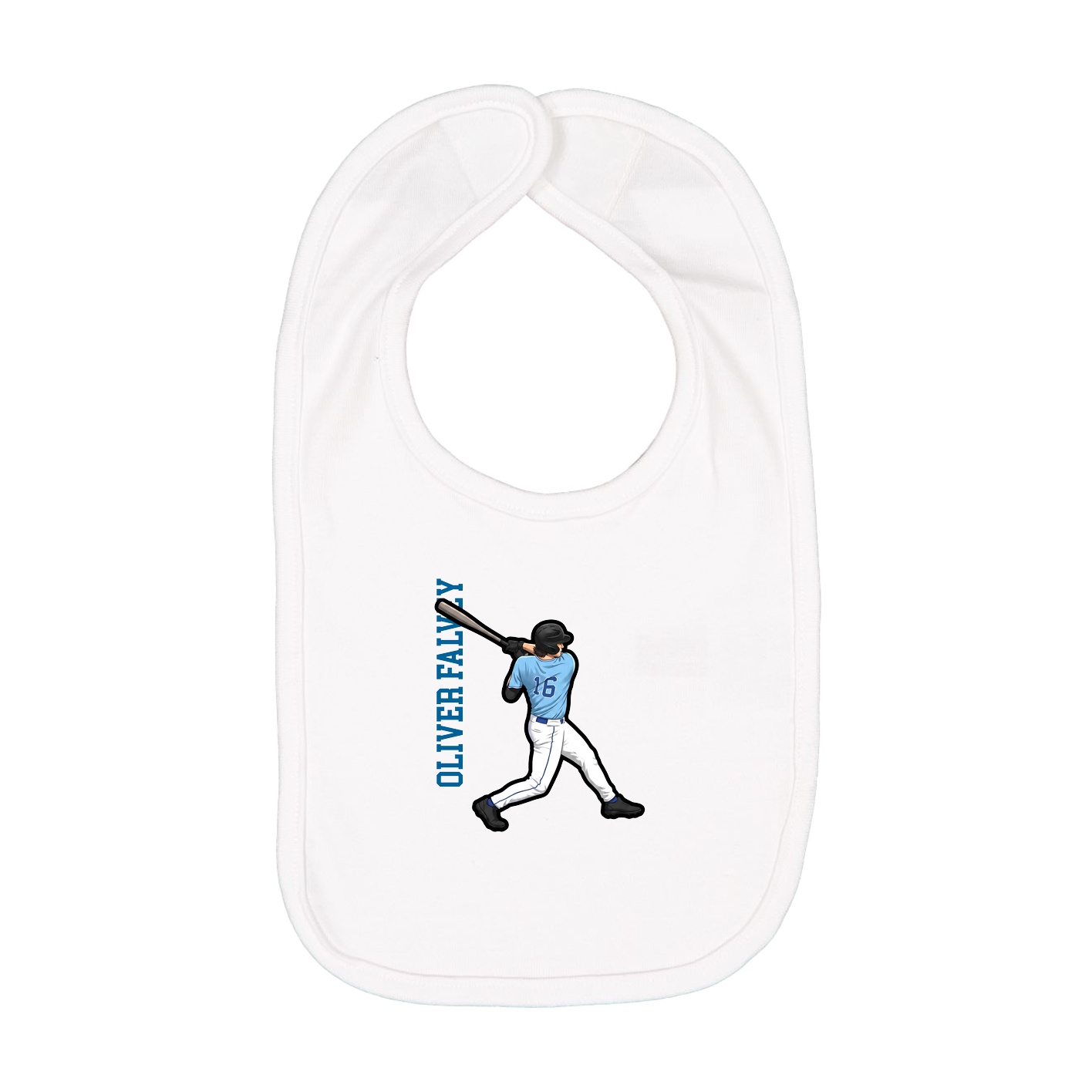 Infant Bib — Name Vertical in White