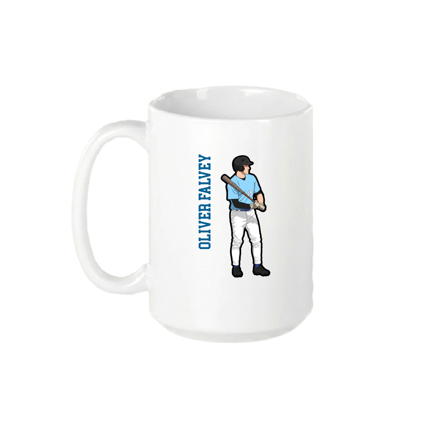 15oz Coffee Mug — Name Vertical in White