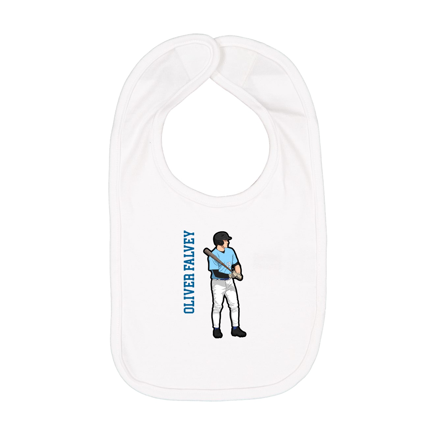 Infant Bib — Name Vertical in White