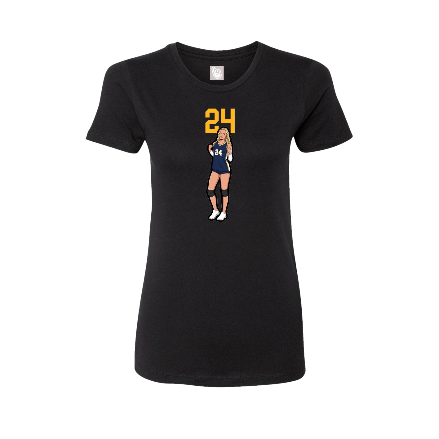 Fitted Women's Tee — Number Top in Black