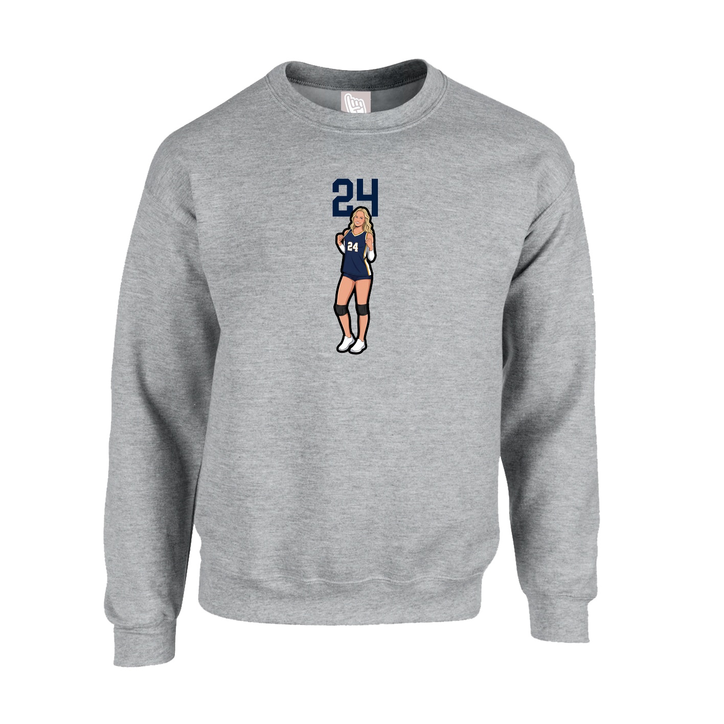 Fleece Crew — Number Top in Grey