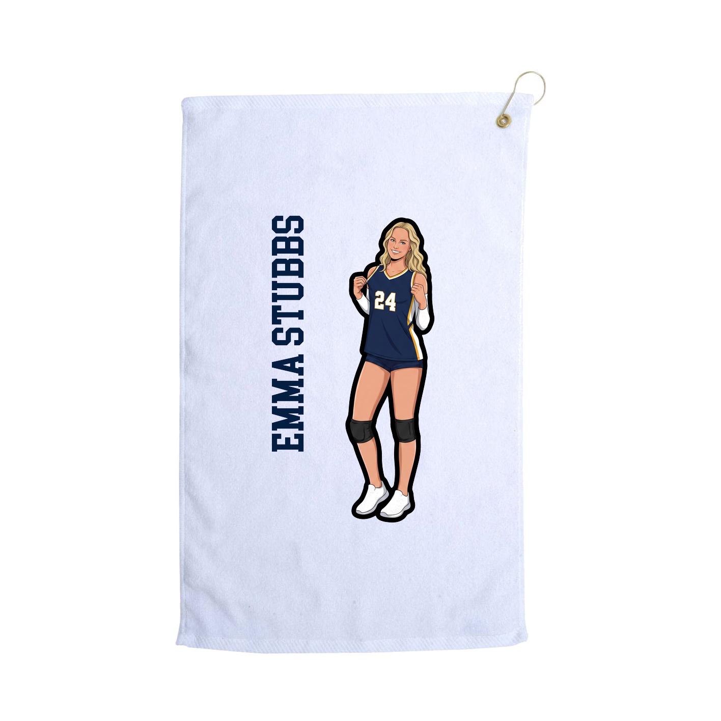 Golf Towel — Name Vertical in White