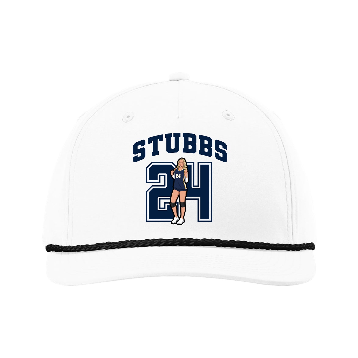 Five-Panel Classic Rope Cap — Number in White