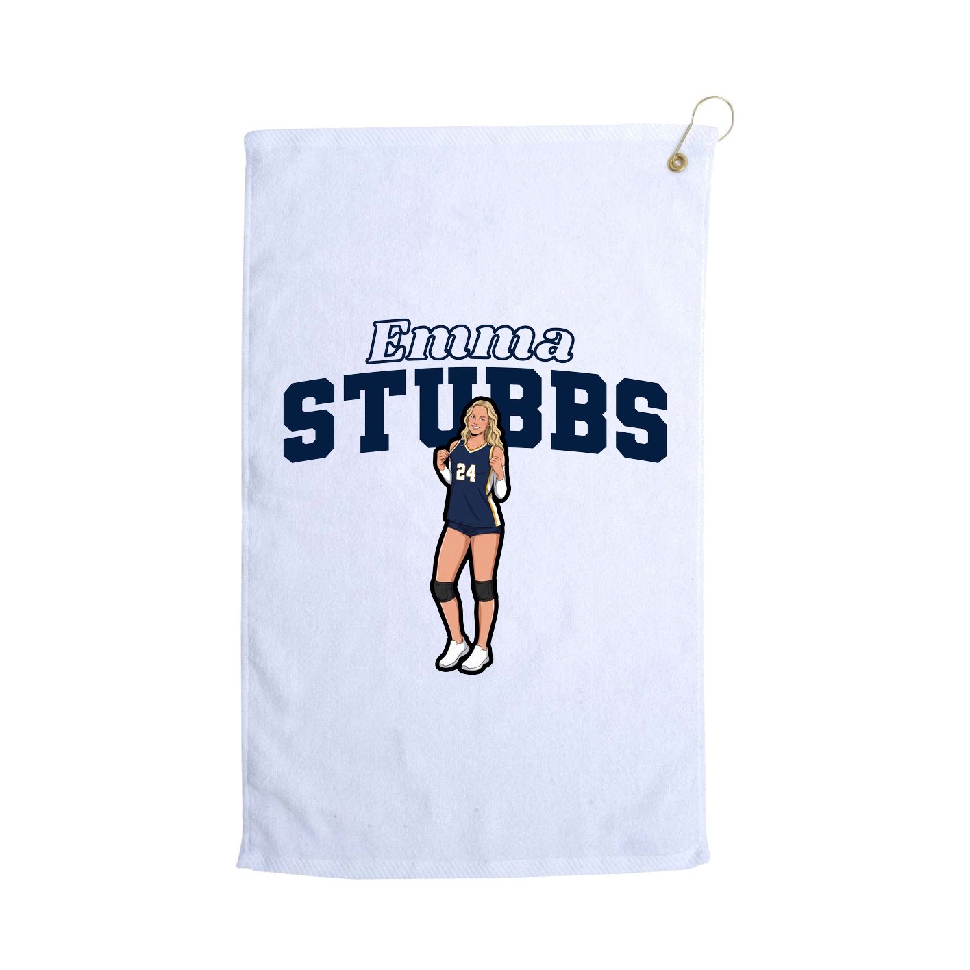 Golf Towel — Name Arch in White