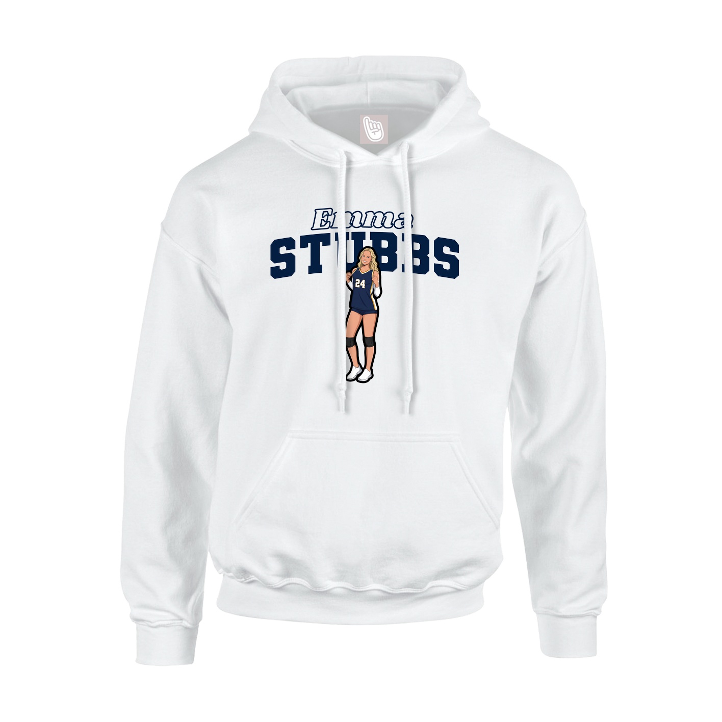 Youth Hoodie — Name Arch in White