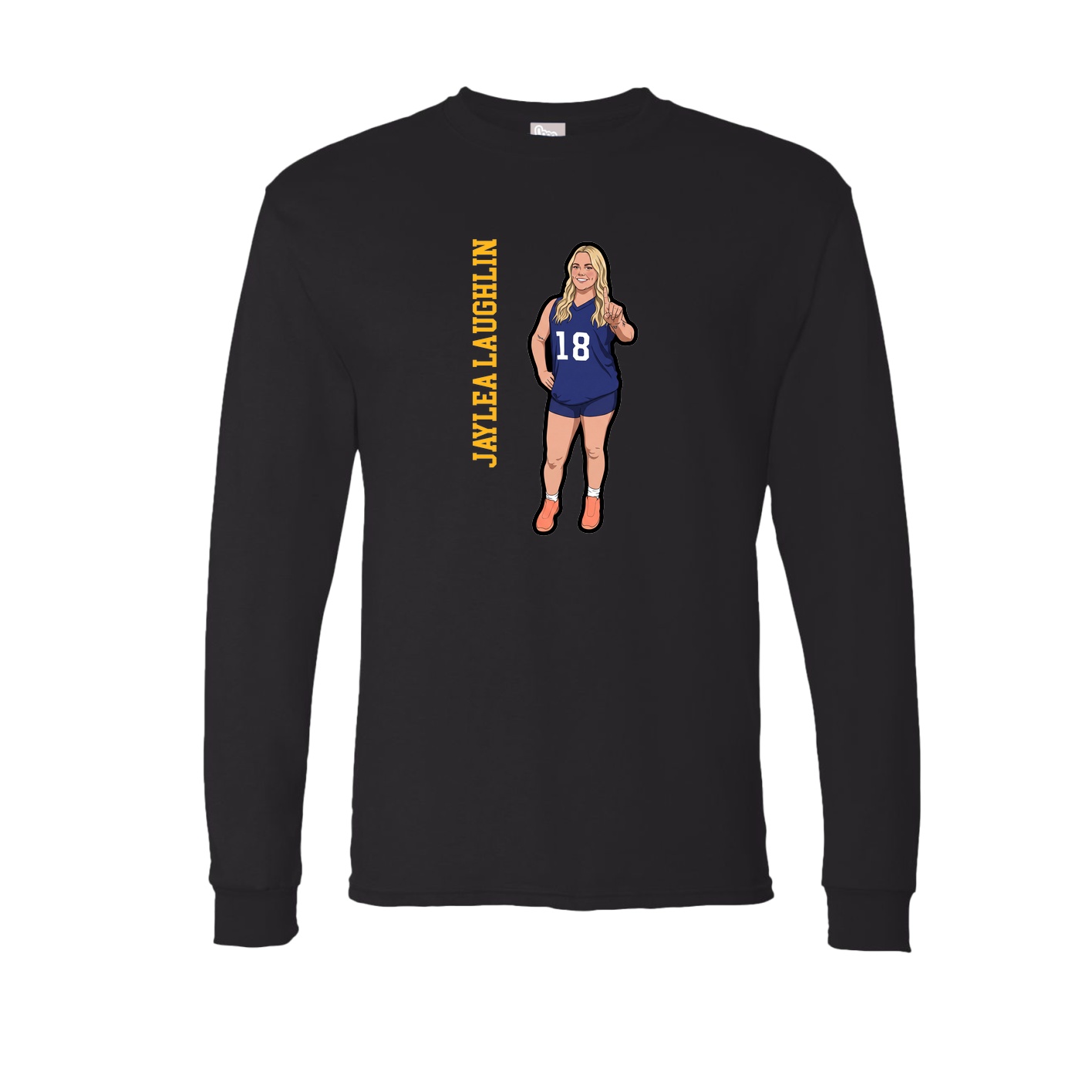 Long Sleeve Tee — Name Vertical in Black