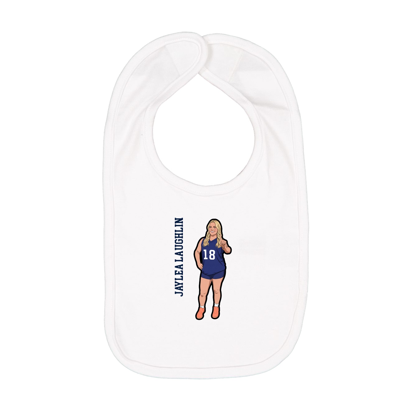 Infant Bib — Name Vertical in White