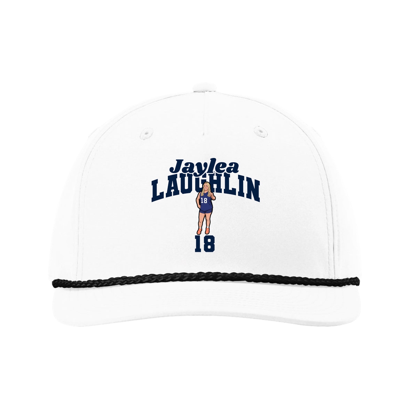 Five-Panel Classic Rope Cap — Signature Arch in White