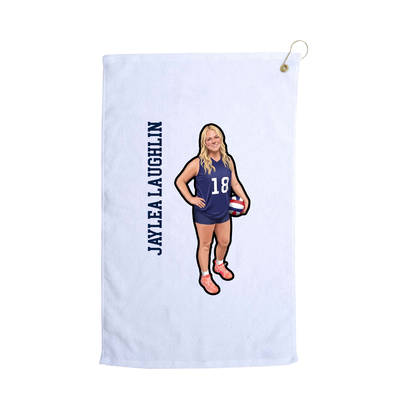 Golf Towel — Name Vertical in White