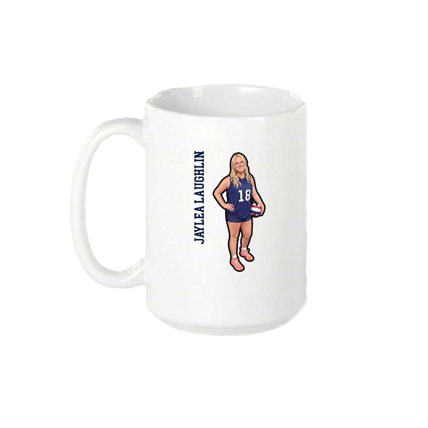 15oz Coffee Mug — Name Vertical in White
