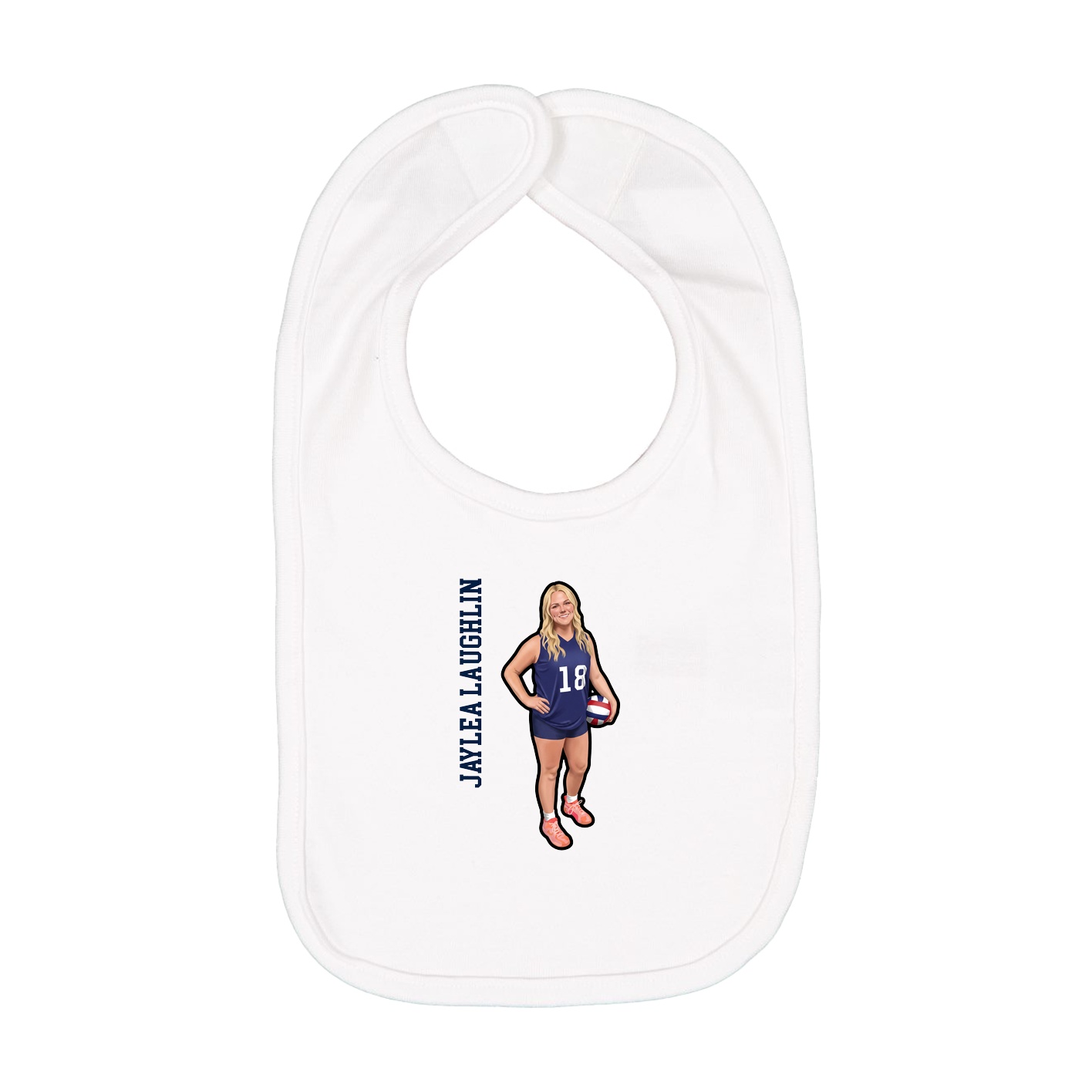 Infant Bib — Name Vertical in White