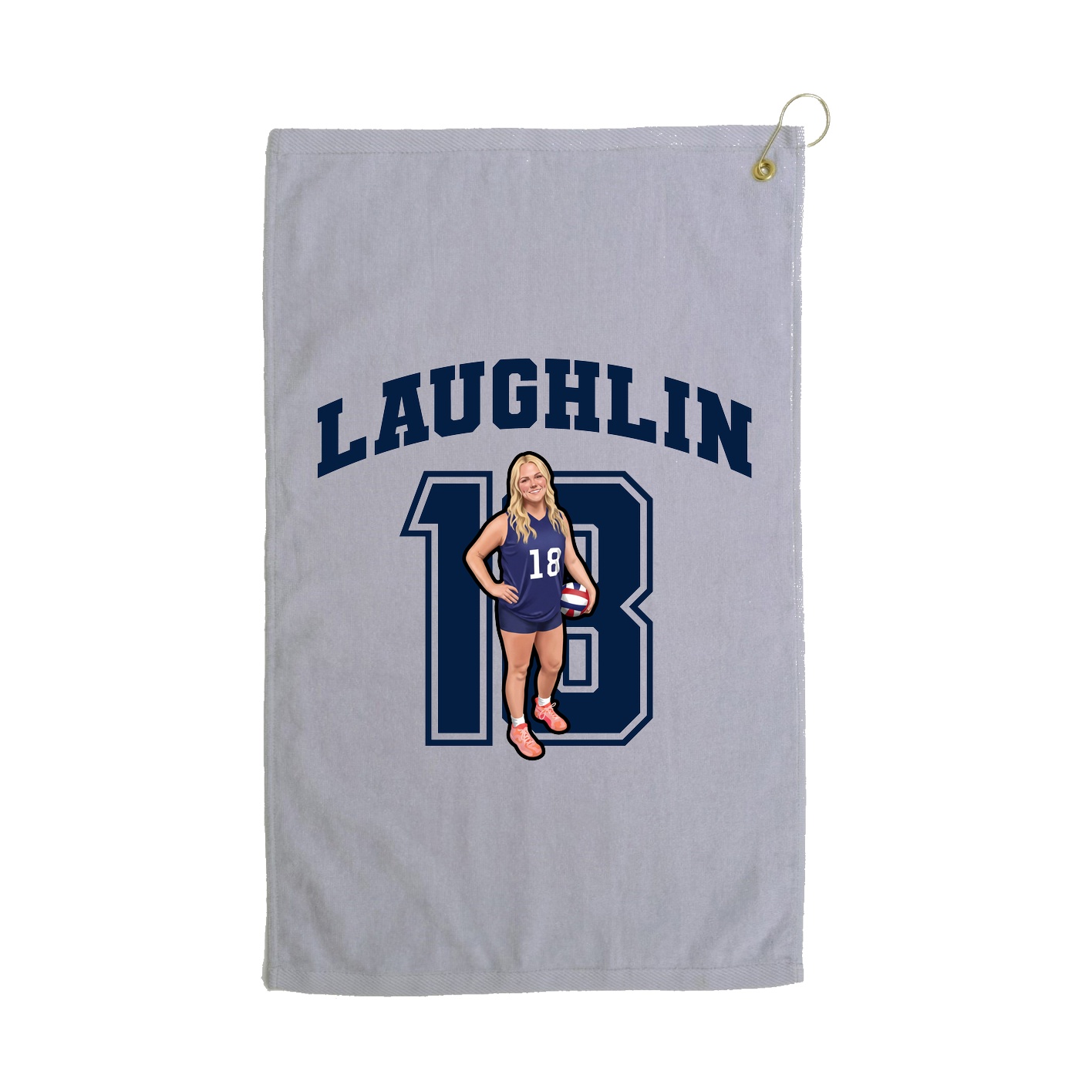 Golf Towel — Number in Grey