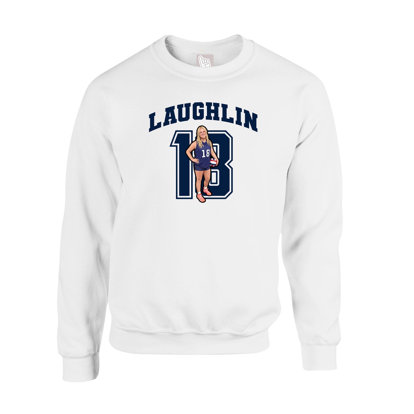 Fleece Crew — Number in White