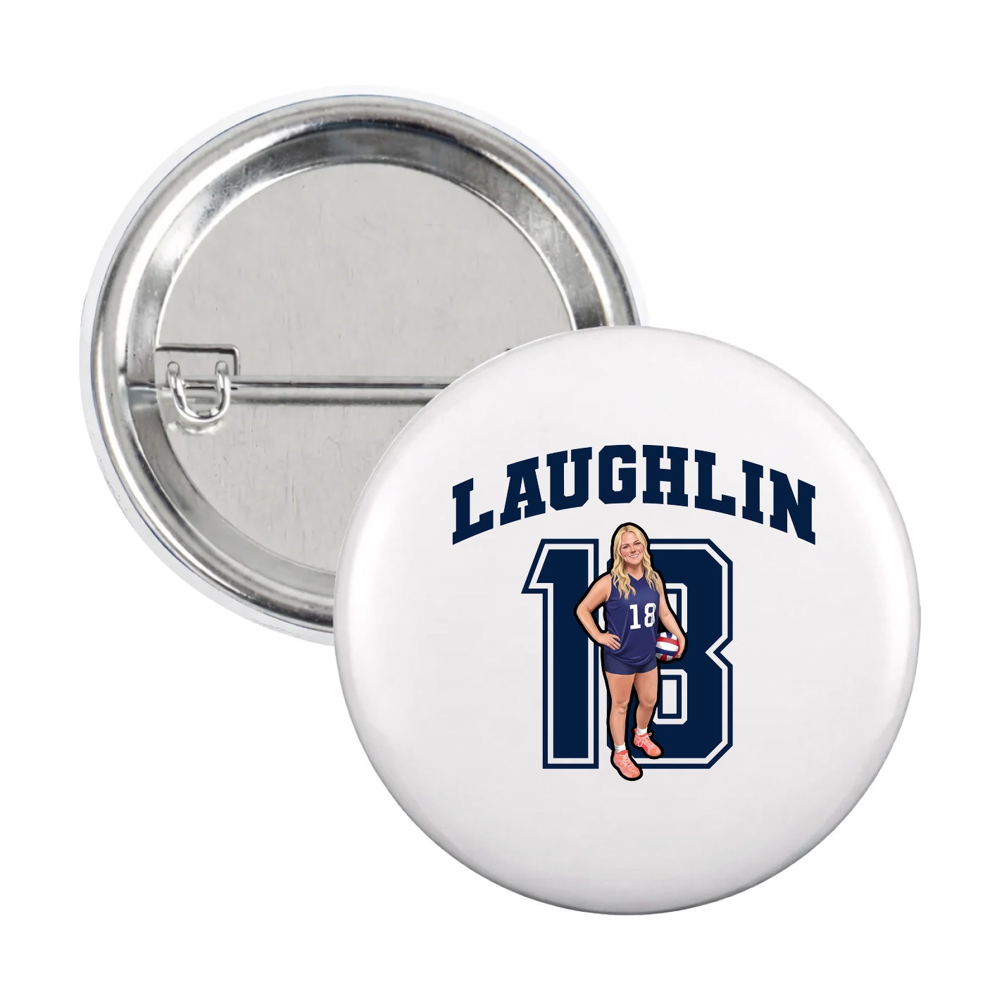 Game Day Button — Number in White