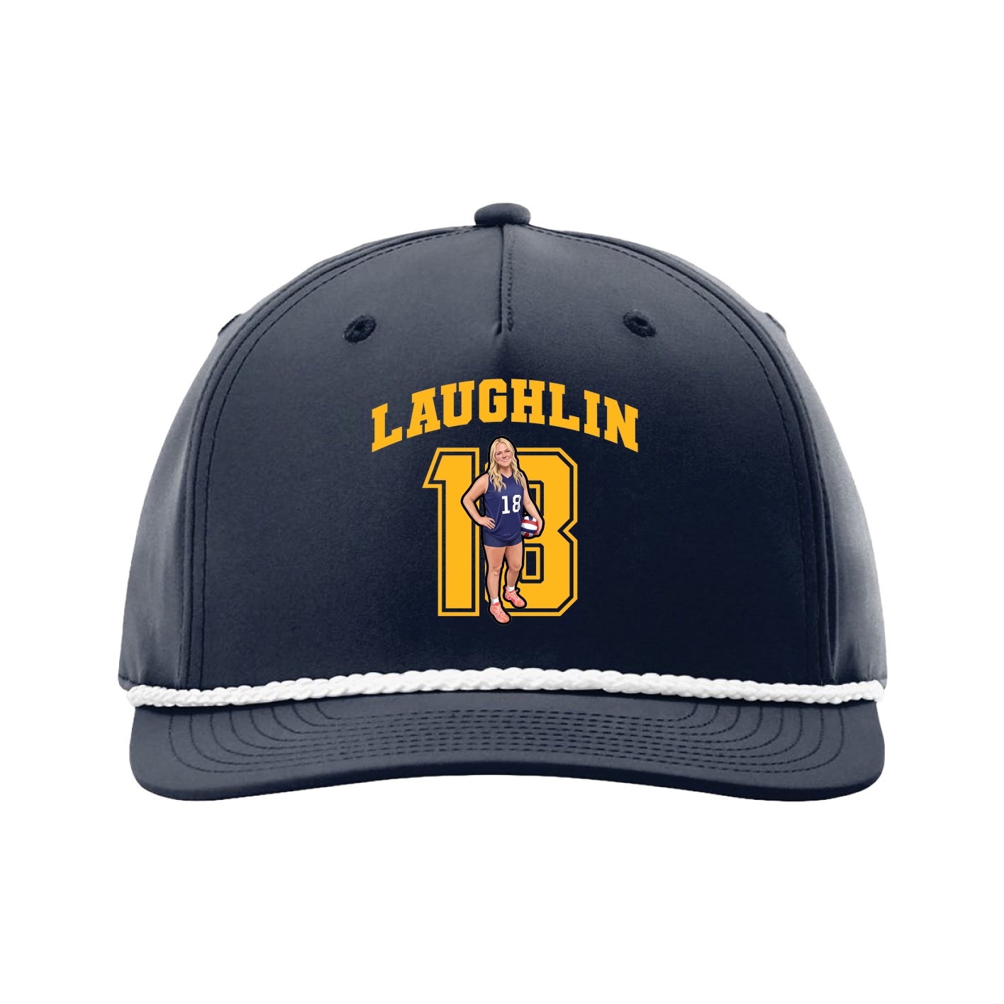 Five-Panel Classic Rope Cap — Number in Navy