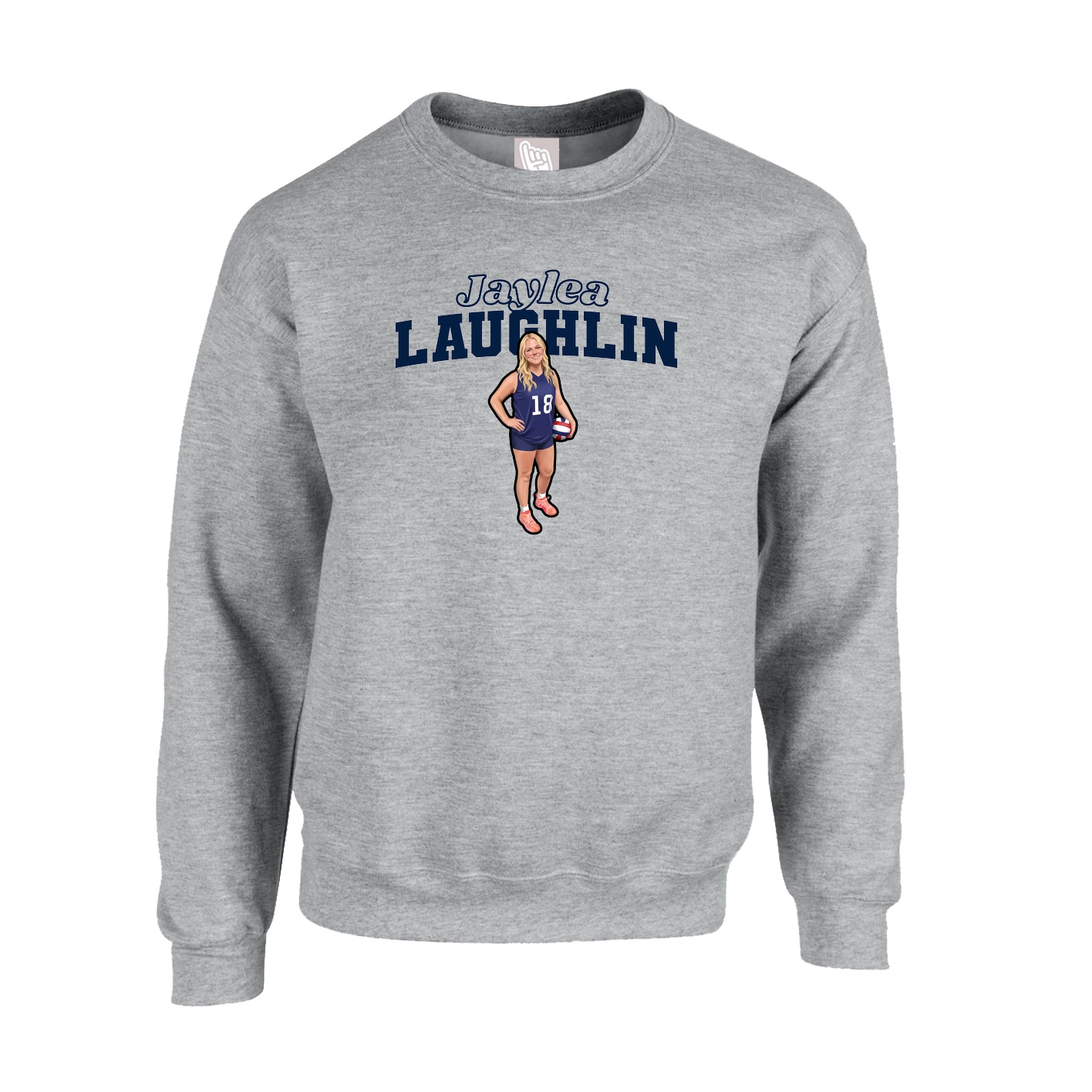 Fleece Crew — Name Arch in Grey