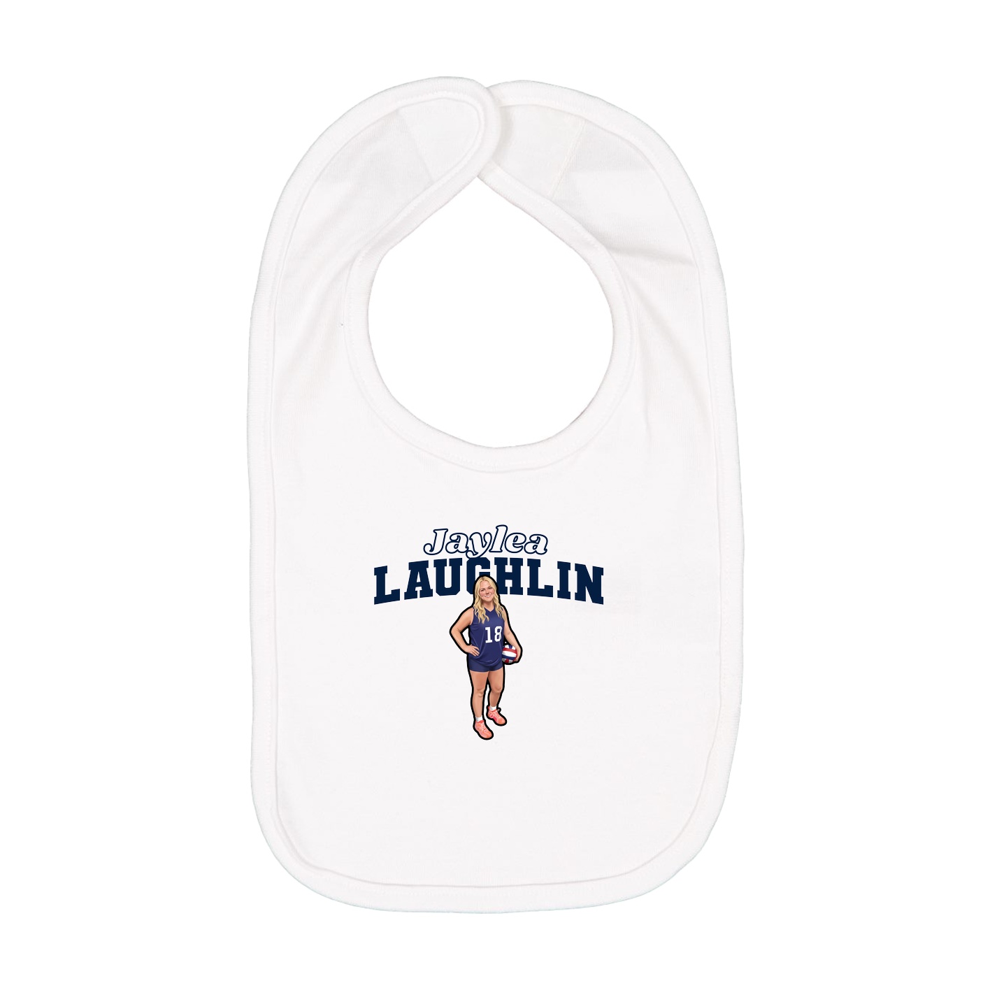 Infant Bib — Name Arch in White