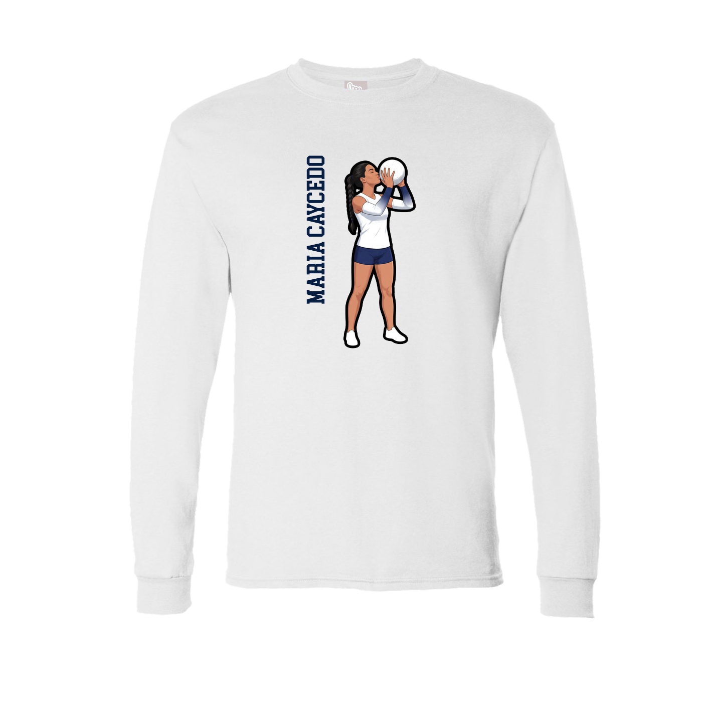 Long Sleeve Tee — Name Vertical in White