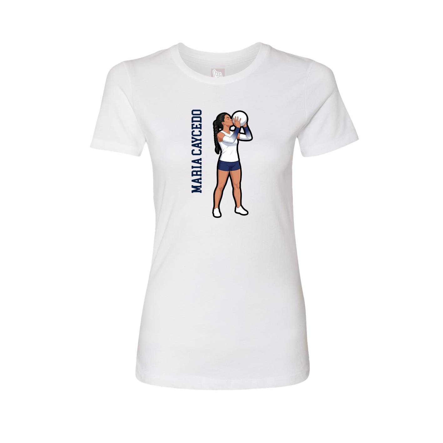 Fitted Women's Tee — Name Vertical in White