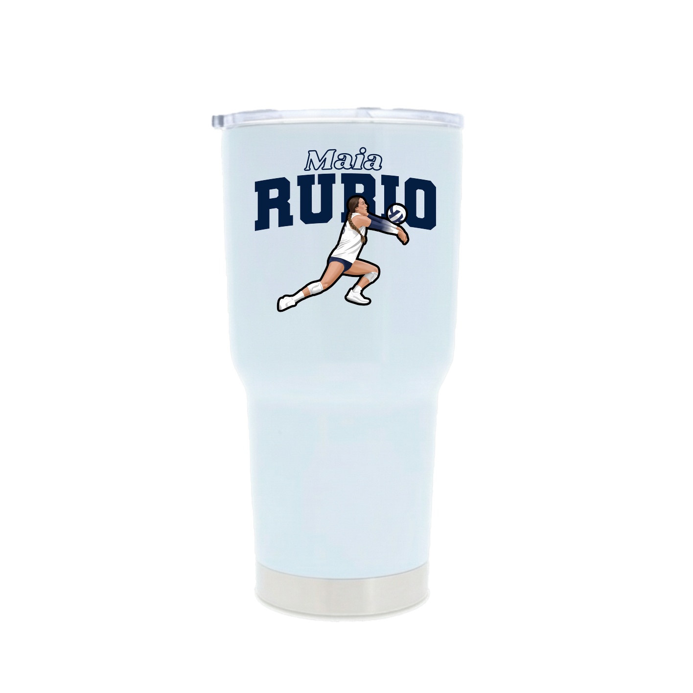 30oz Stainless Steel Tumbler — Name Arch in White