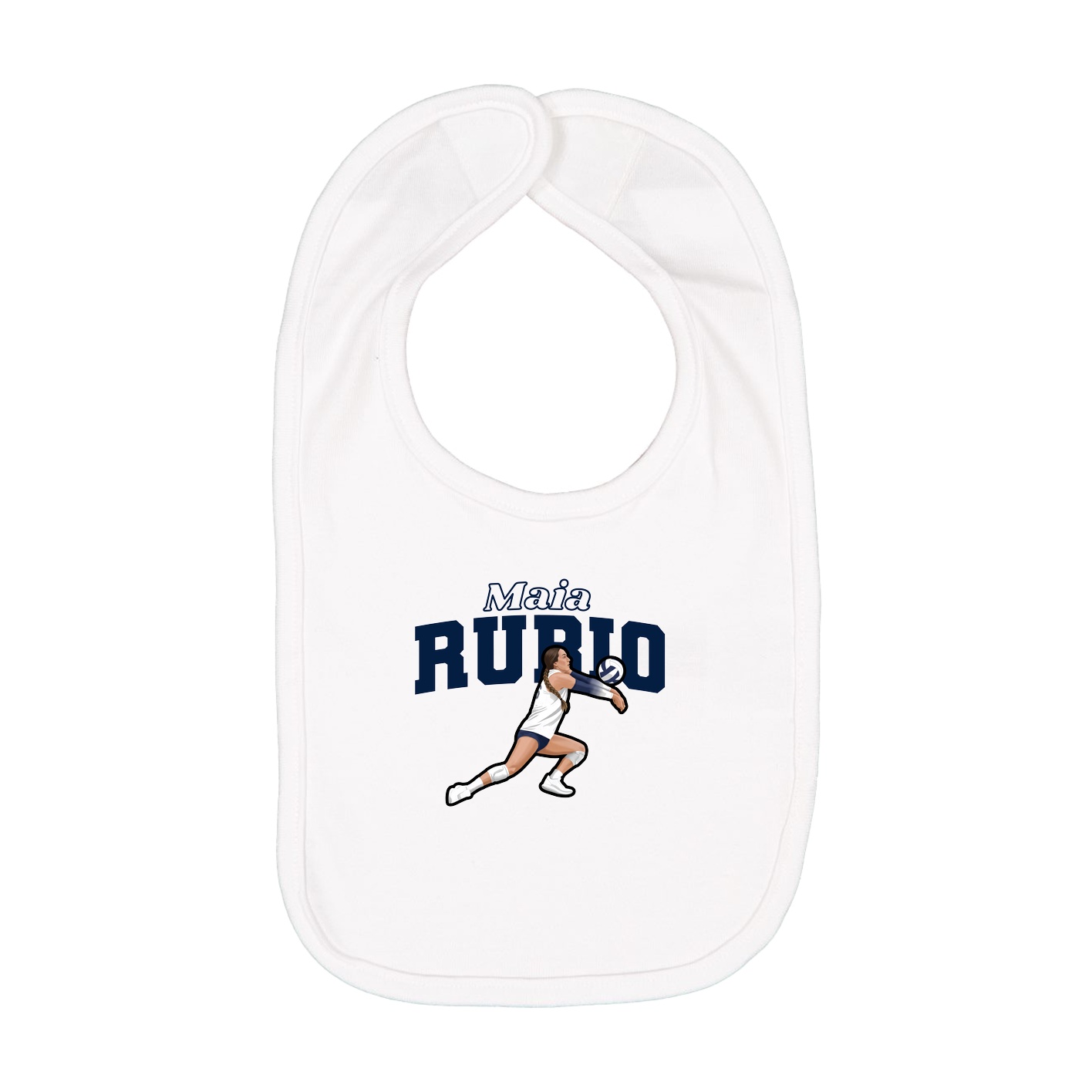 Infant Bib — Name Arch in White