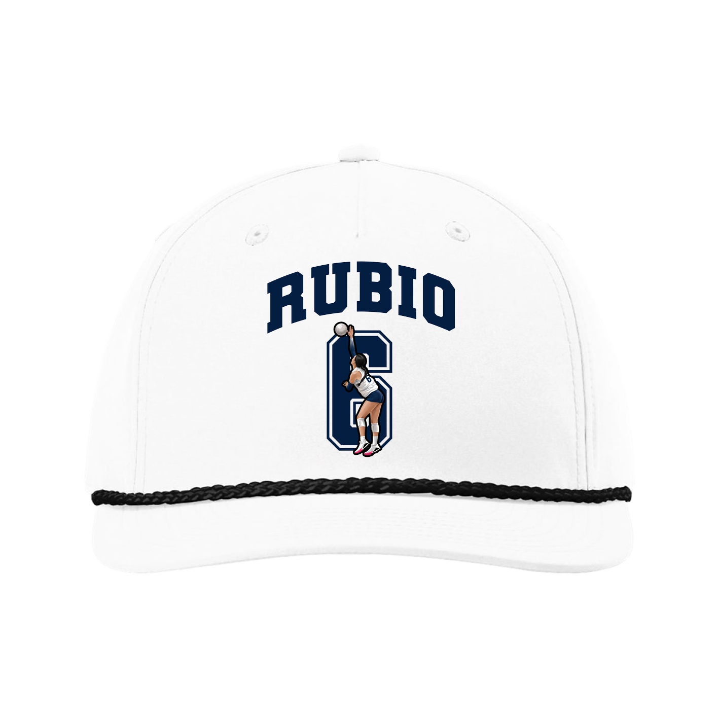 Five-Panel Classic Rope Cap — Number in White