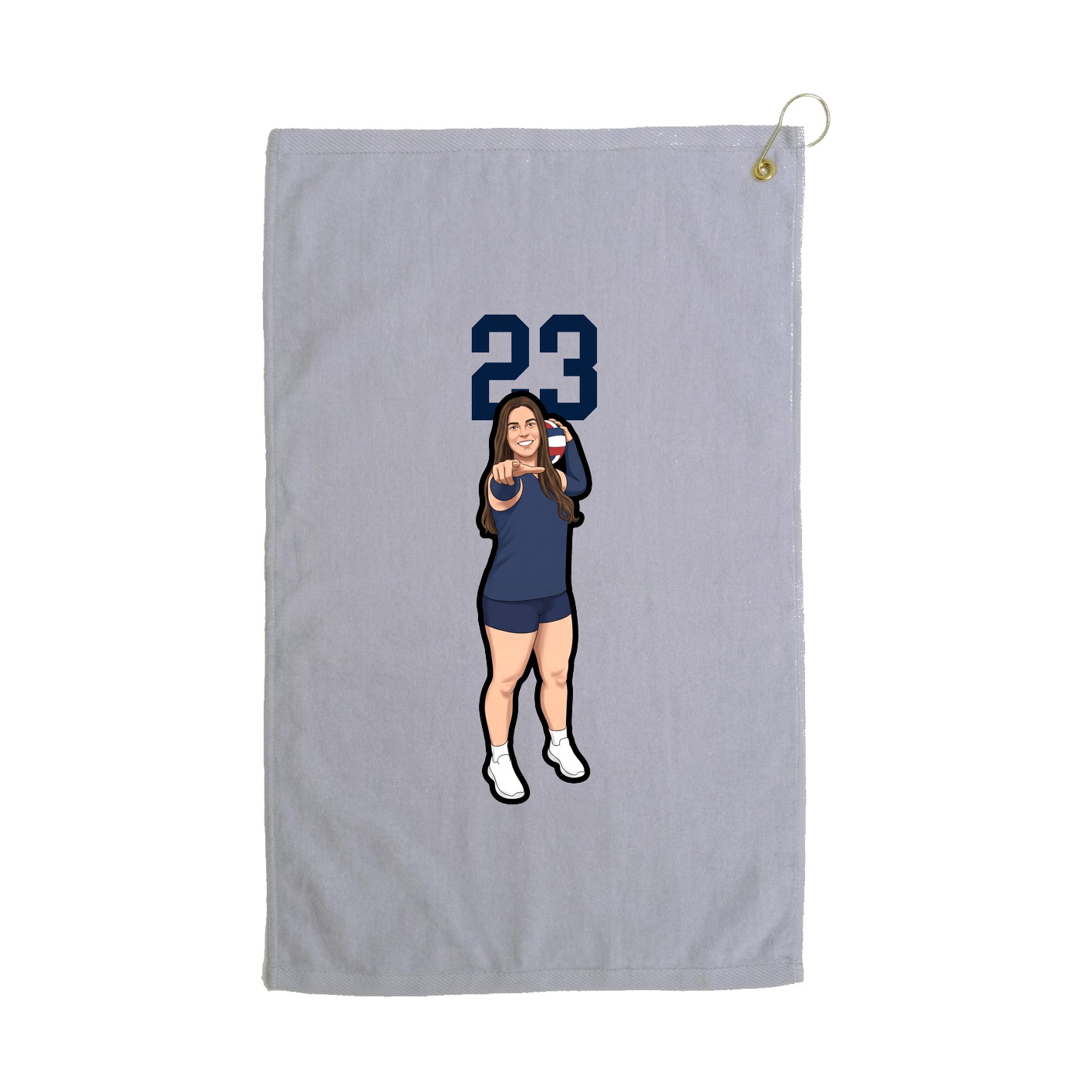 Golf Towel — Number Top in Grey