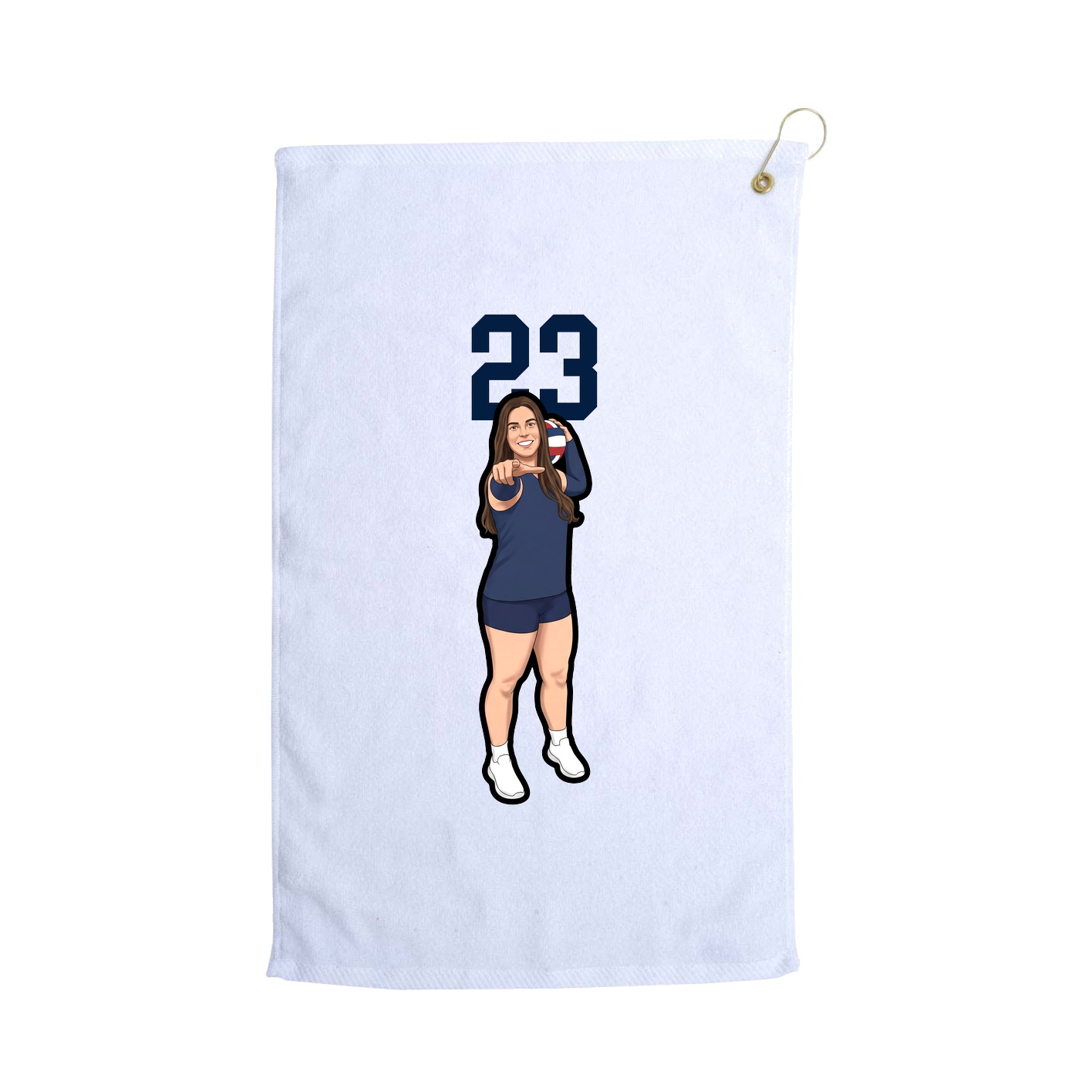 Golf Towel — Number Top in White