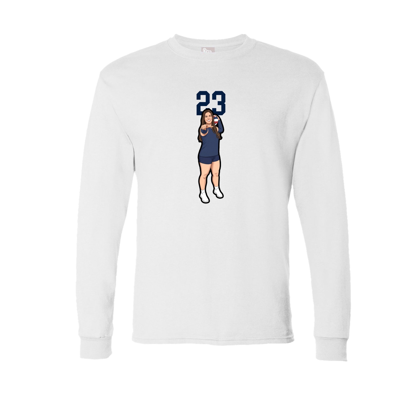 Long Sleeve Tee — Number Top in White