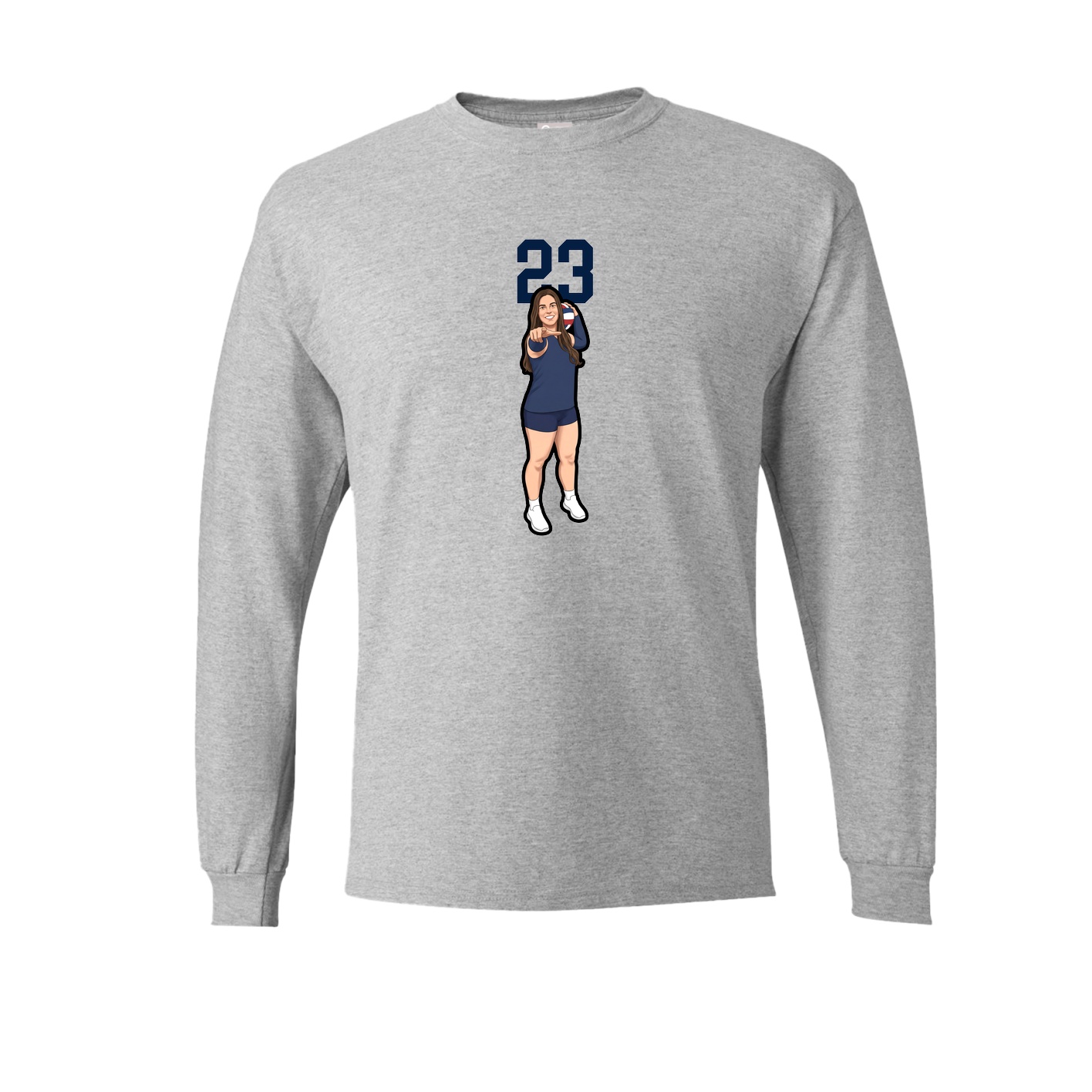 Long Sleeve Tee — Number Top in Grey