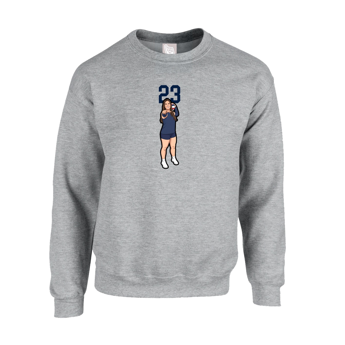 Fleece Crew — Number Top in Grey