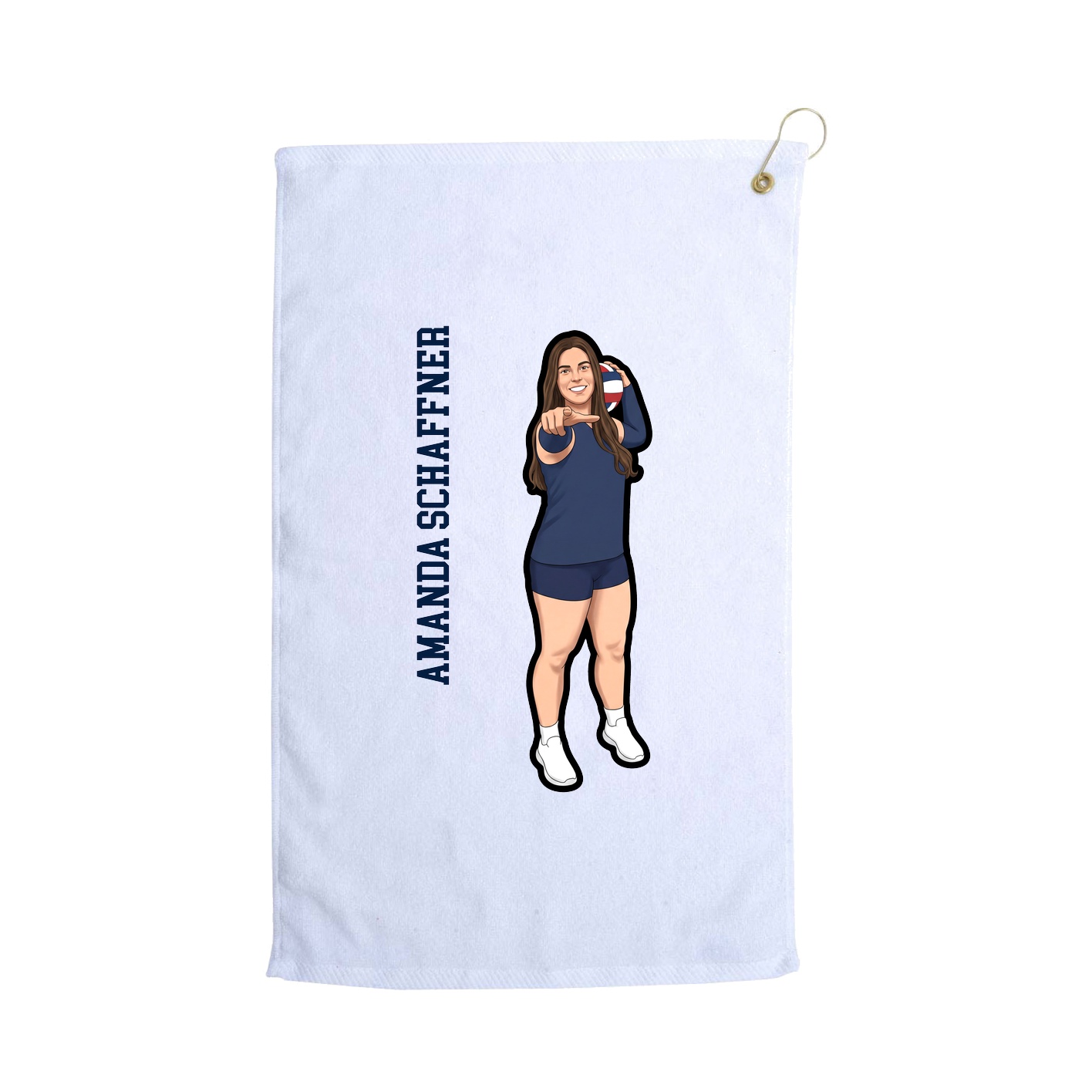 Golf Towel — Name Vertical in White
