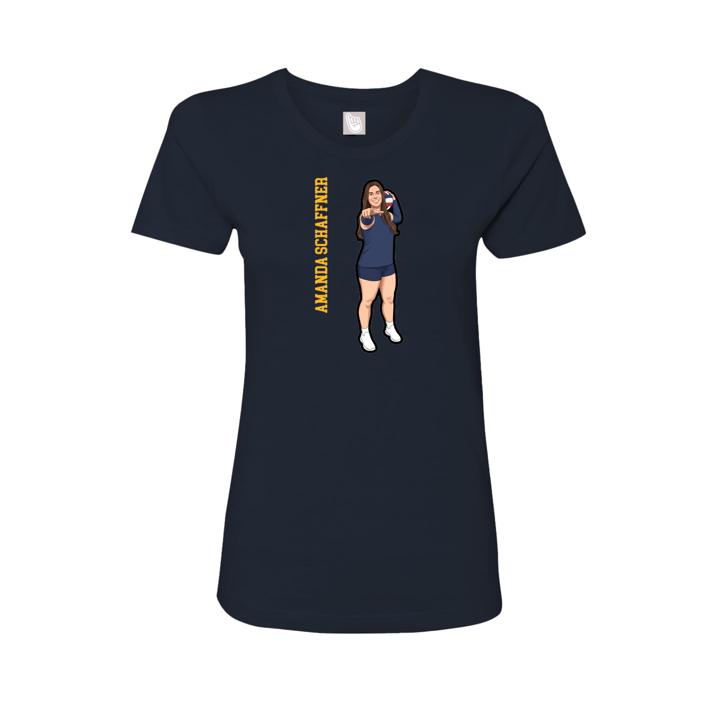 Fitted Women's Tee — Name Vertical in Navy