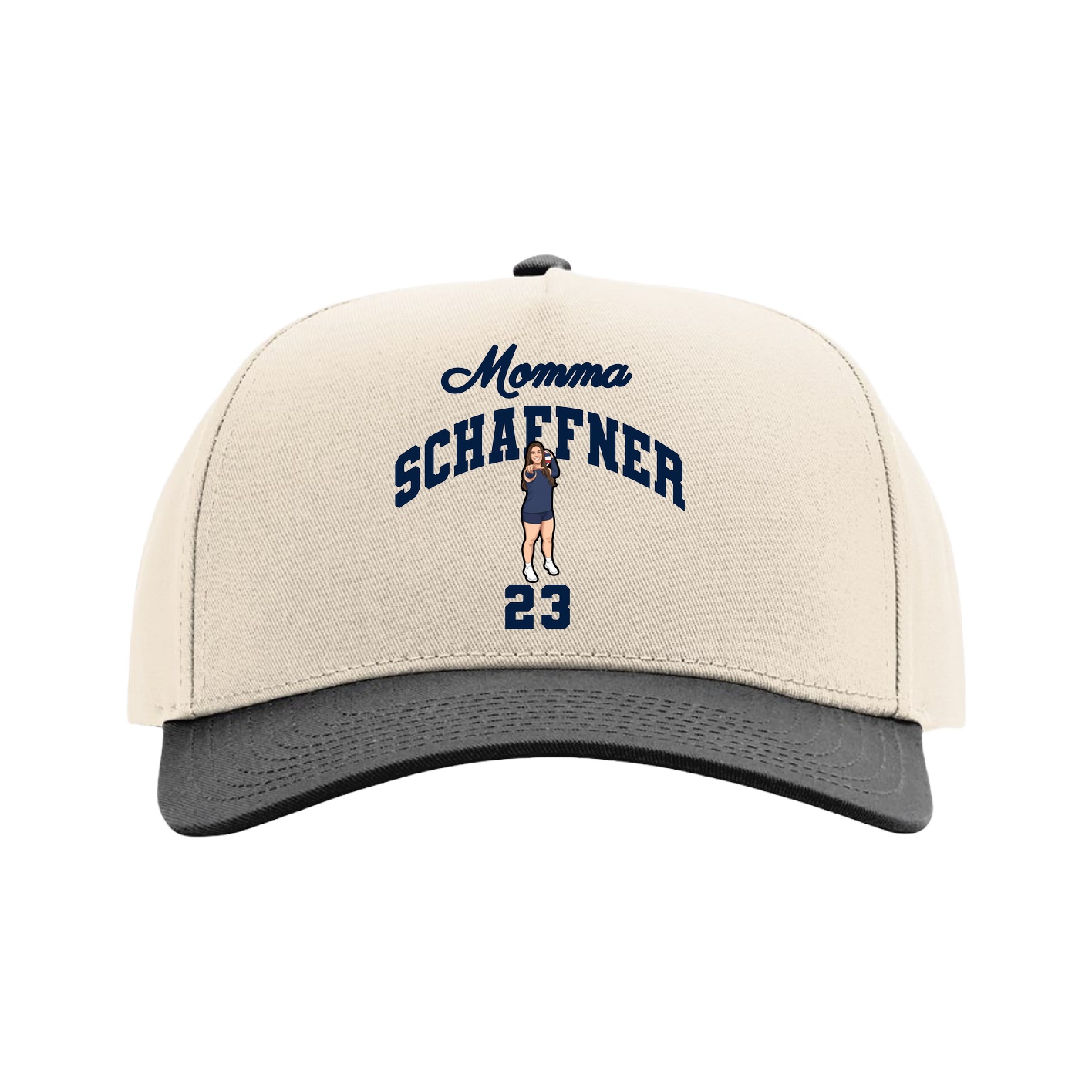 Full Fabric Five-Panel Champ Cap — Mothers Day Arch in Cream/Black