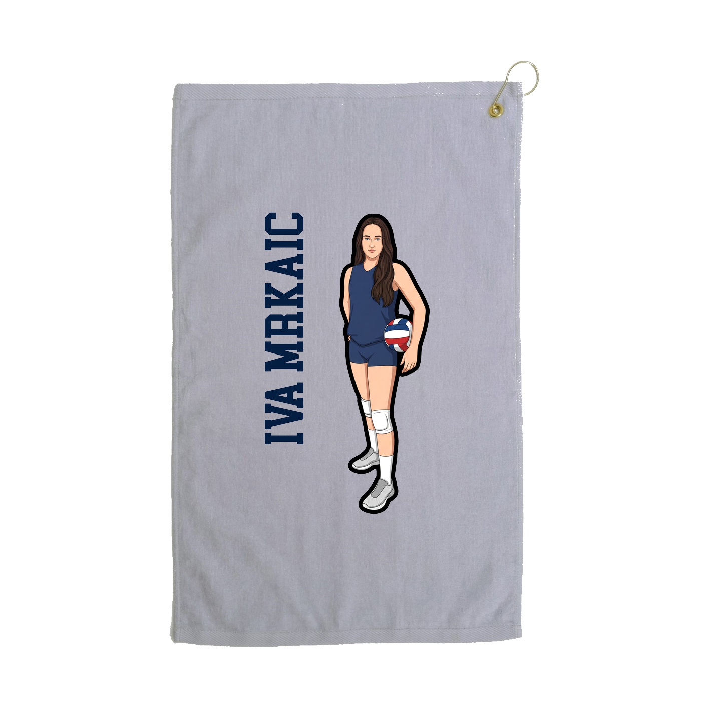 Golf Towel — Name Vertical in Grey