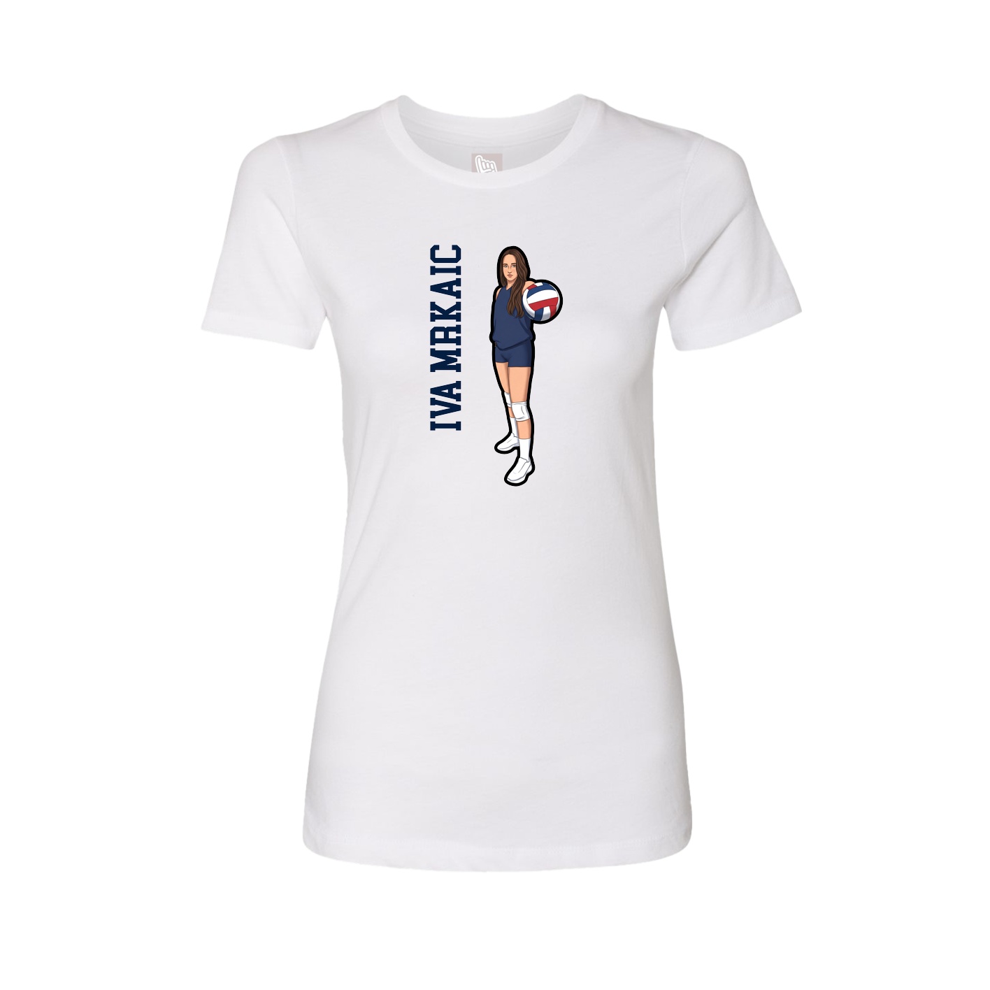 Fitted Women's Tee — Name Vertical in White