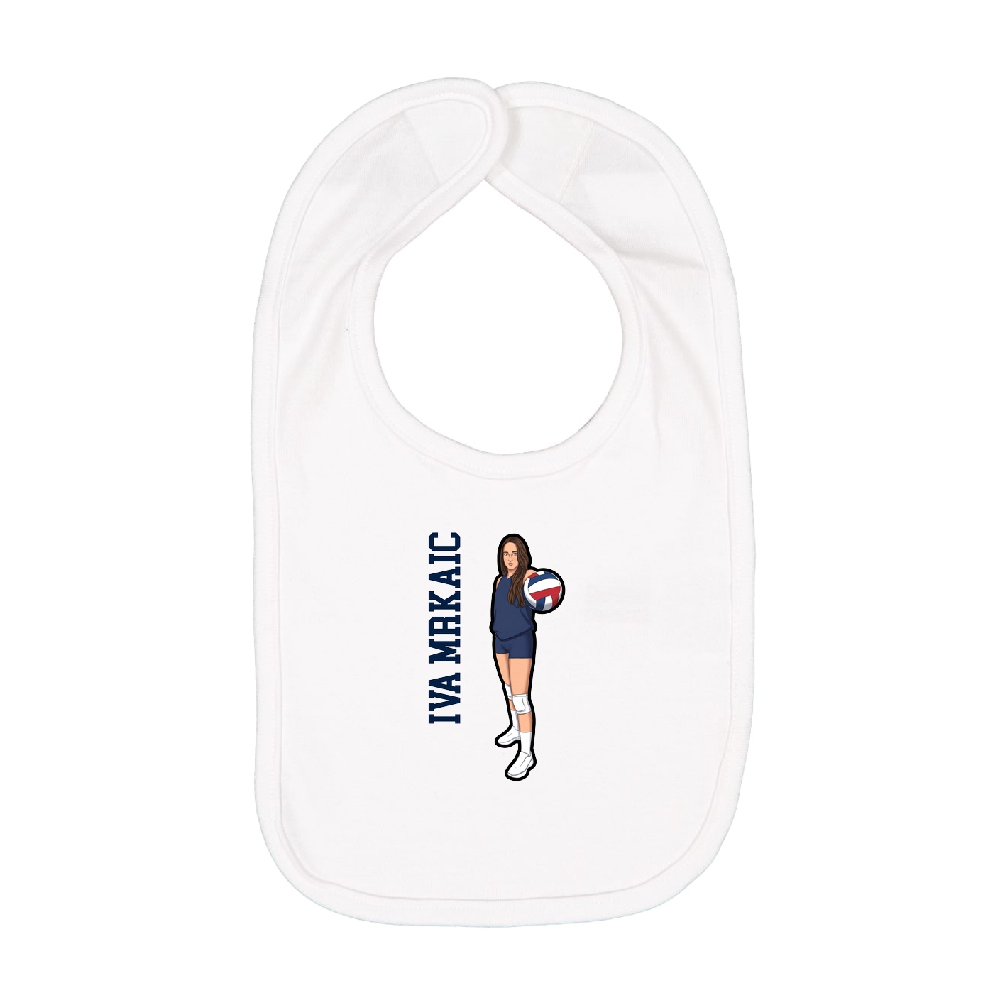 Infant Bib — Name Vertical in White
