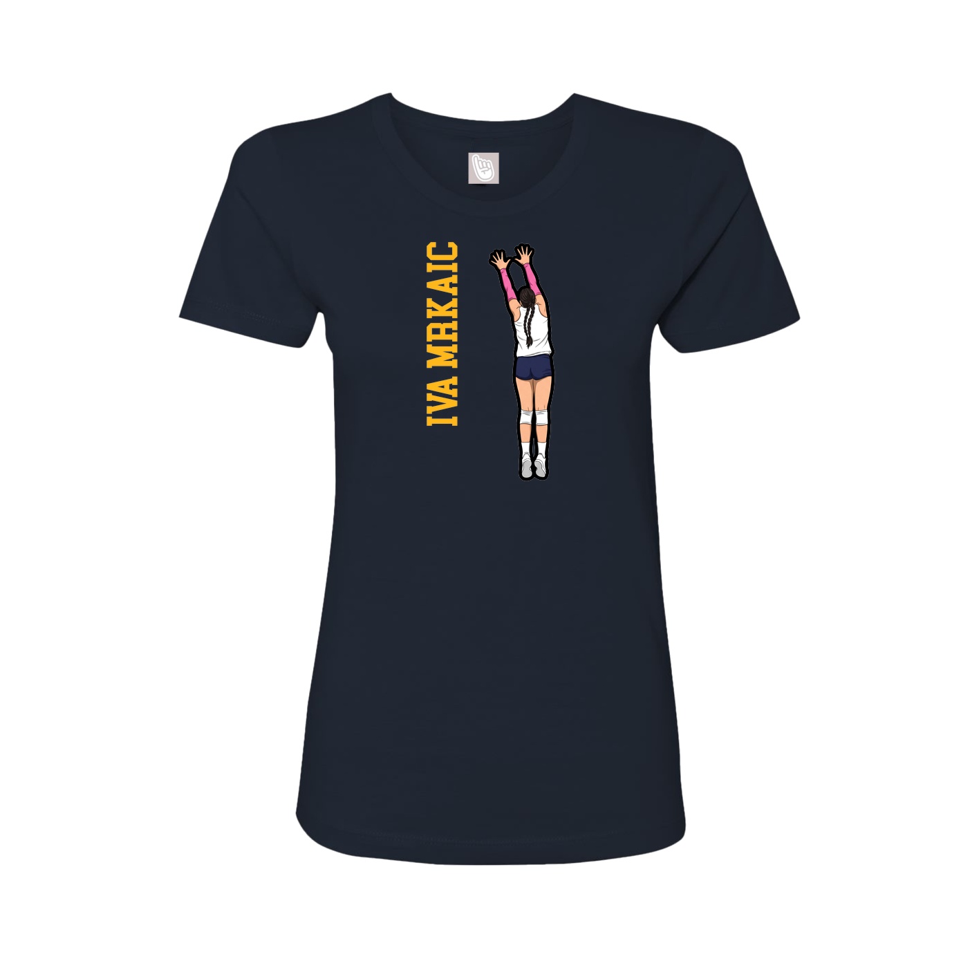 Fitted Women's Tee — Name Vertical in Navy