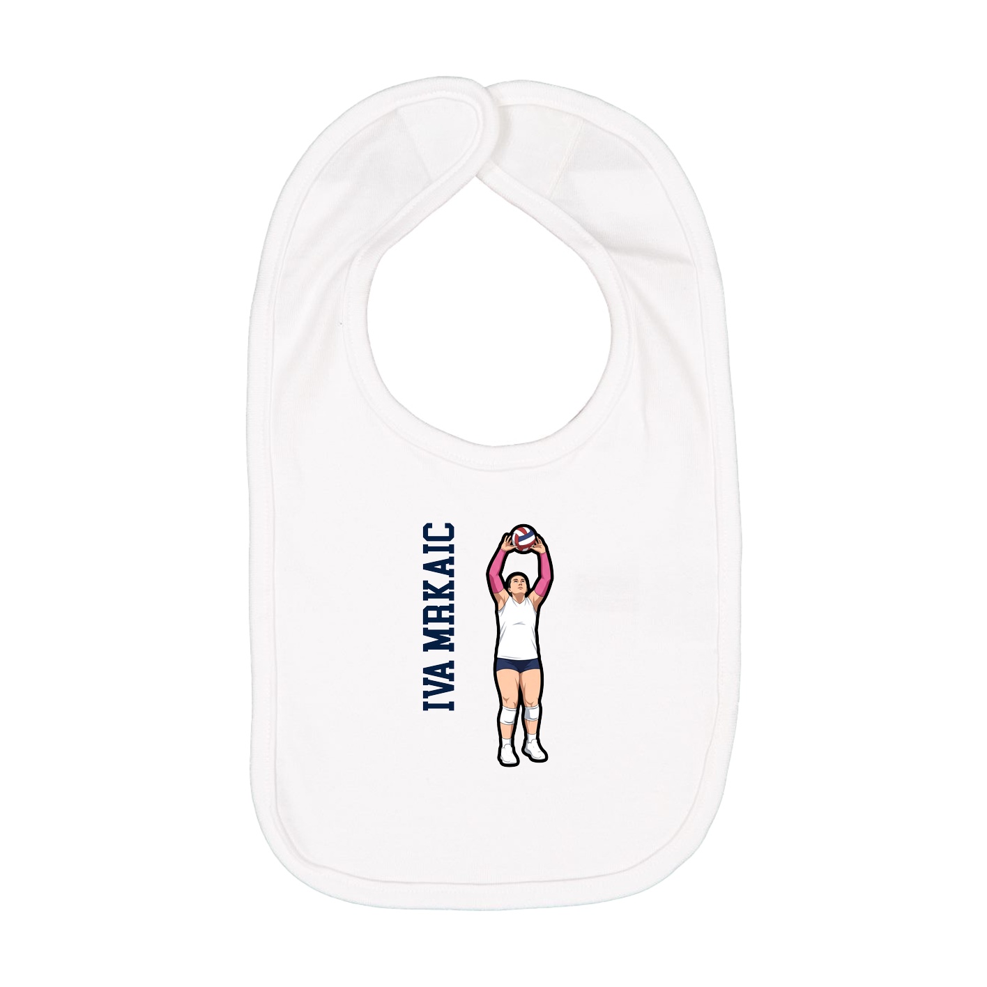 Infant Bib — Name Vertical in White