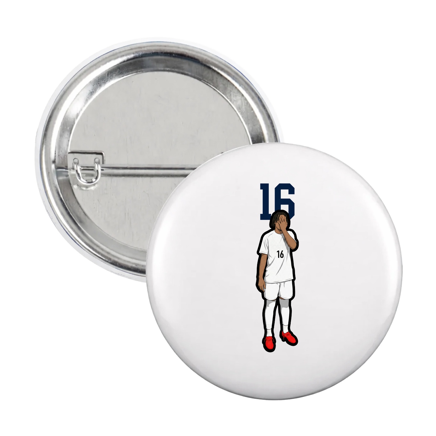 Game Day Button — Number Top in White