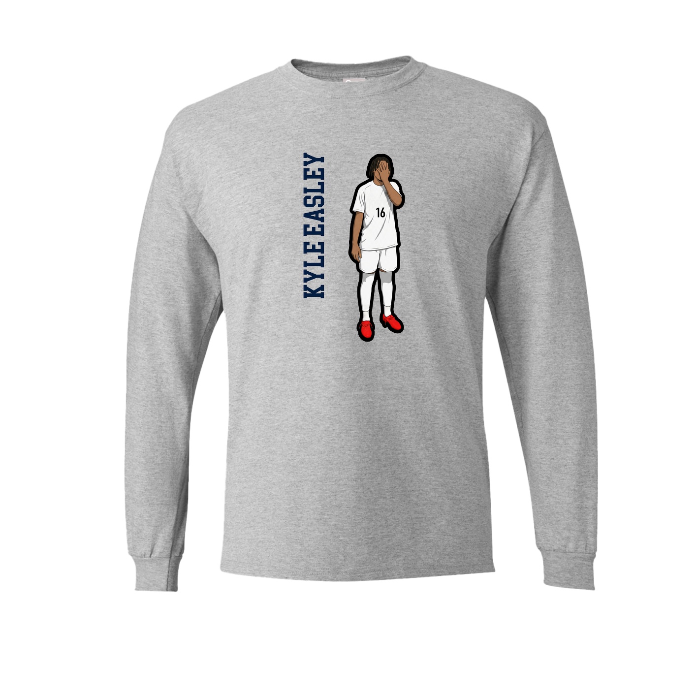 Long Sleeve Tee — Name Vertical in Grey