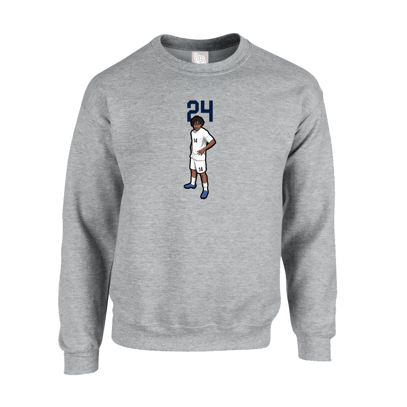 Fleece Crew — Number Top in Grey