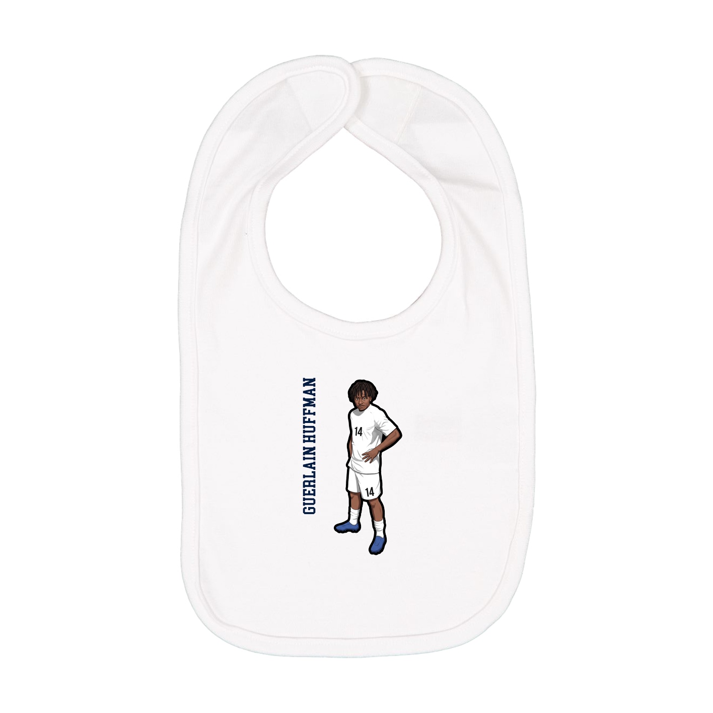 Infant Bib — Name Vertical in White