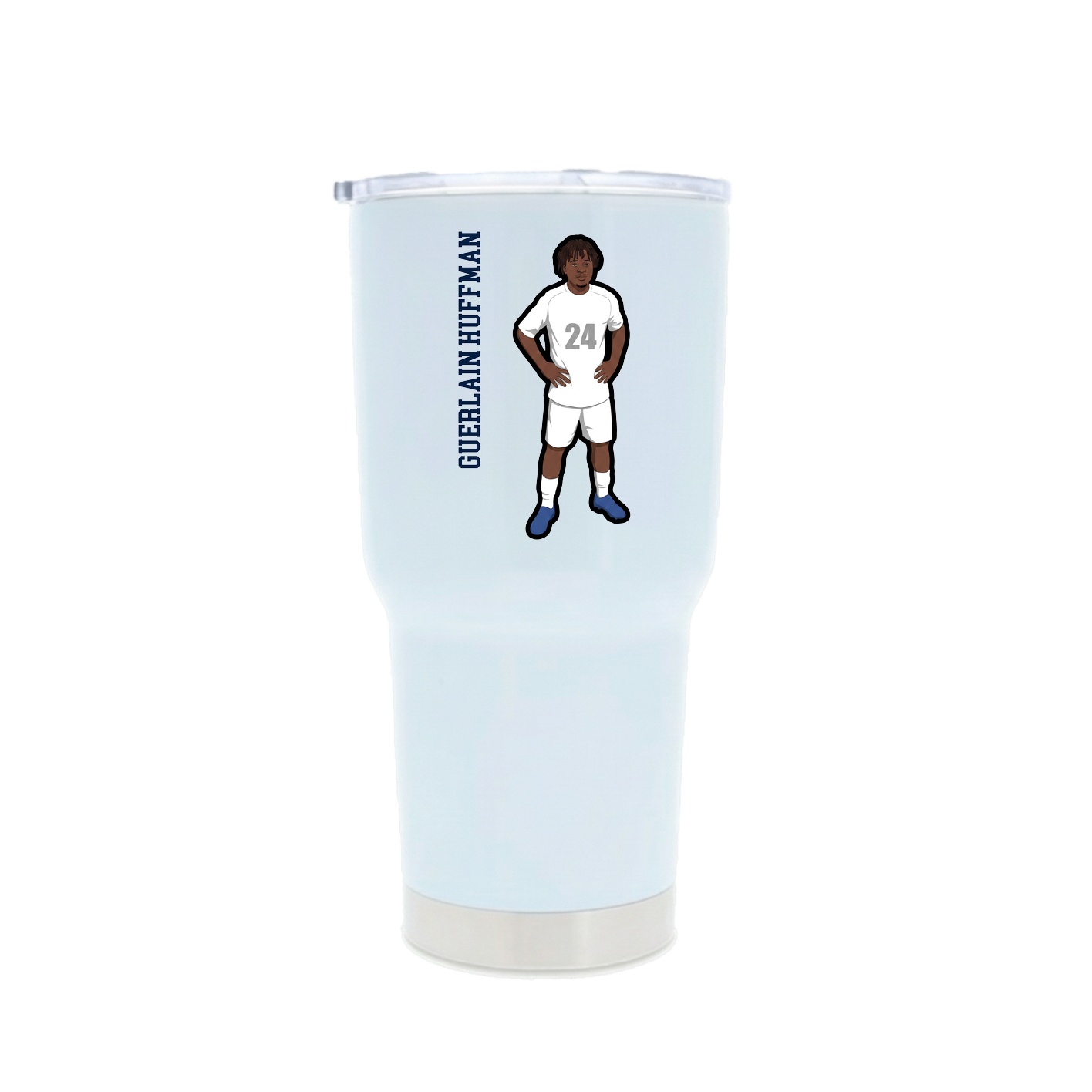 30oz Stainless Steel Tumbler — Name Vertical in White