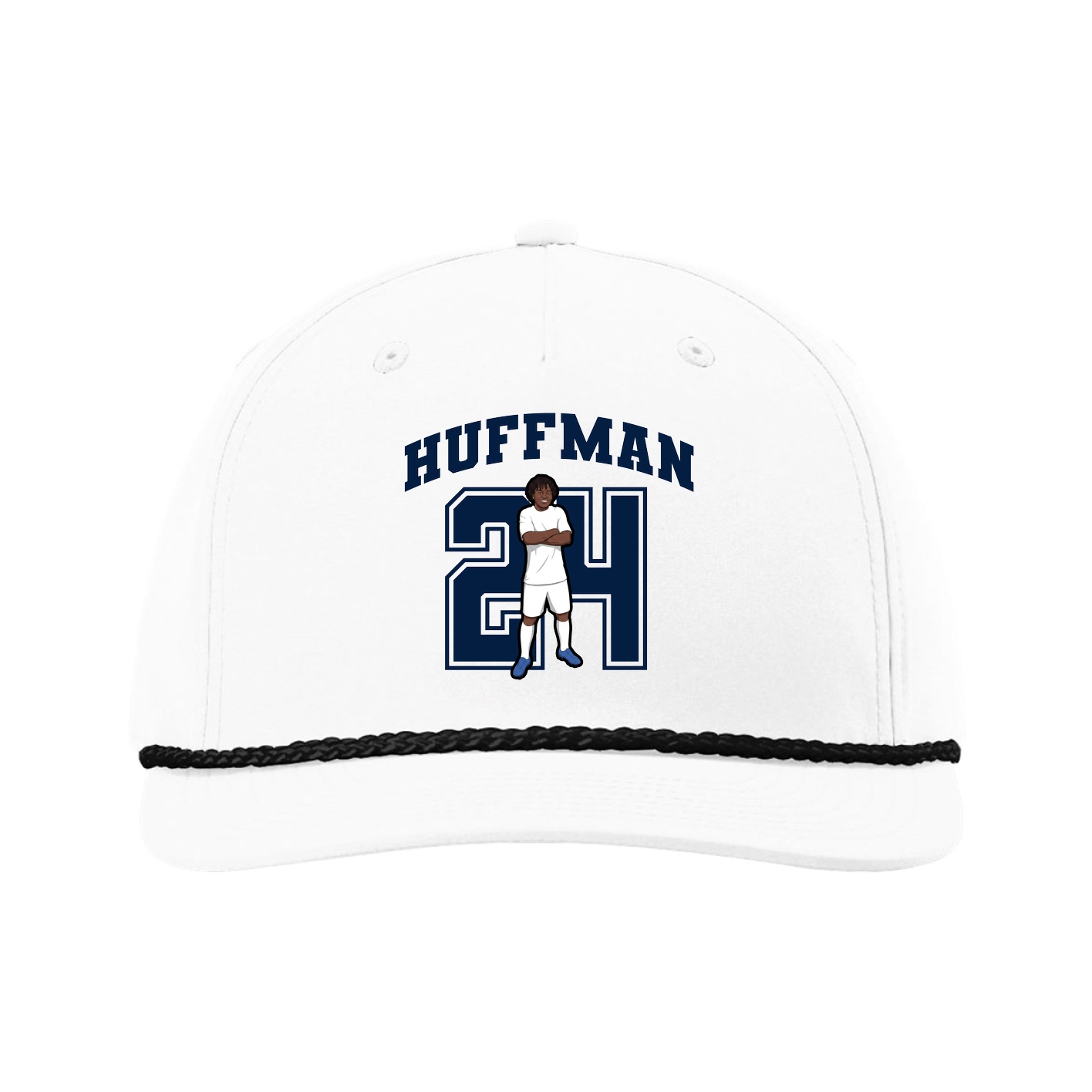 Five-Panel Classic Rope Cap — Number in White