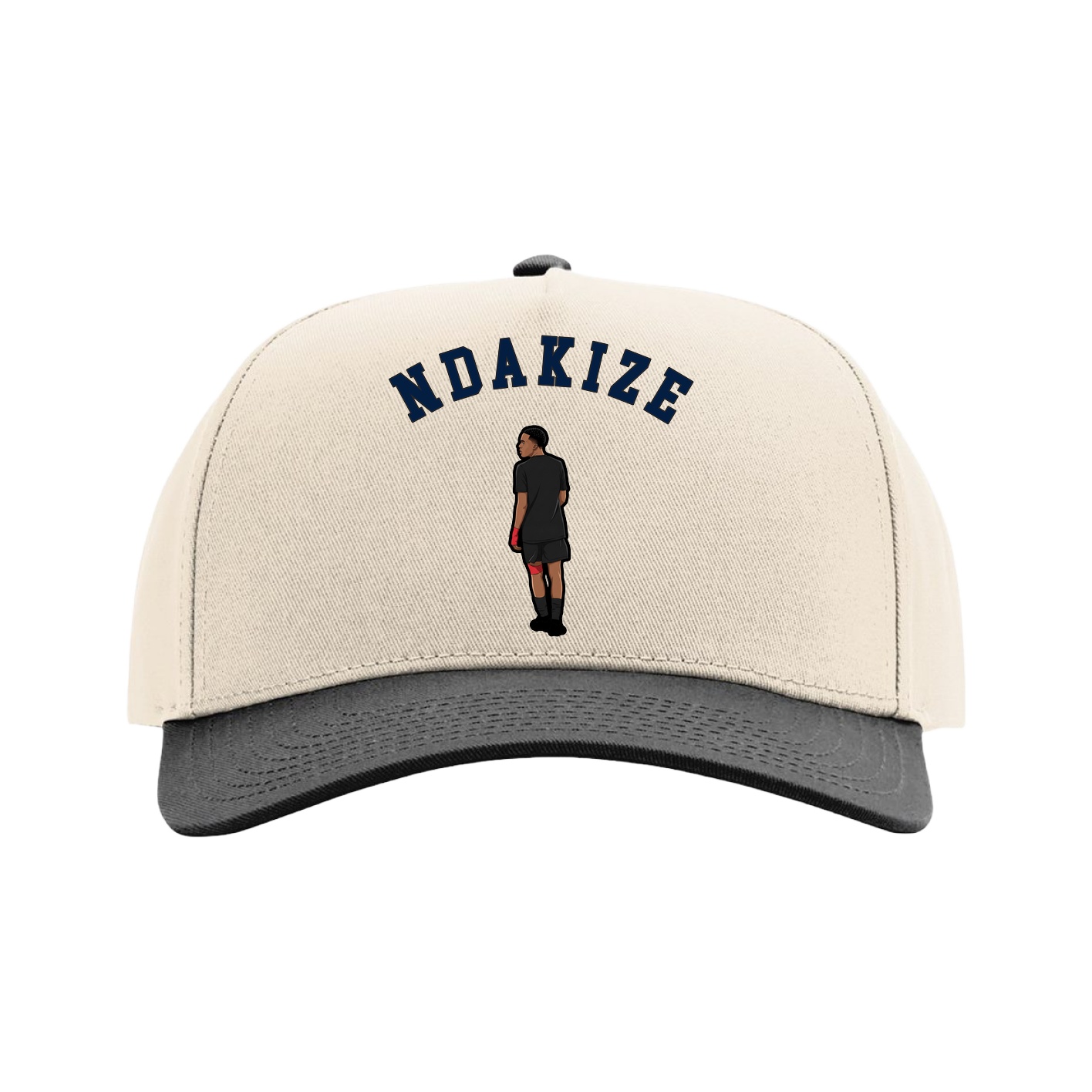 Full Fabric Five-Panel Champ Cap — Shirsey Arch in Cream/Black