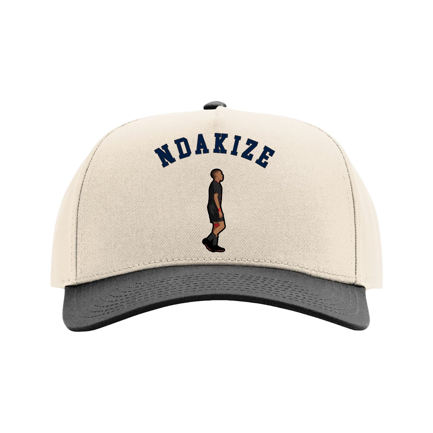 Full Fabric Five-Panel Champ Cap — Shirsey Arch in Cream/Black